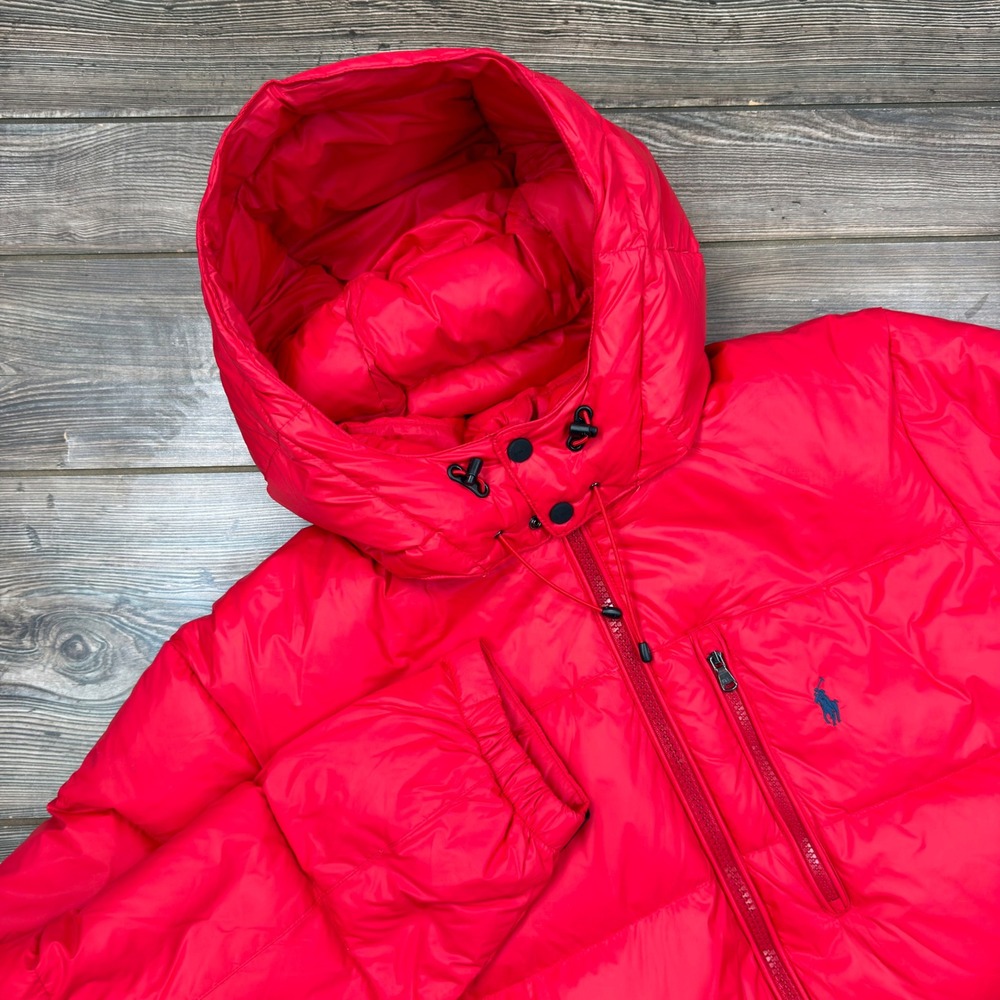 Polo Ralph Lauren Mens 2XB Down Puffer Jacket Red Performance Removable Hood